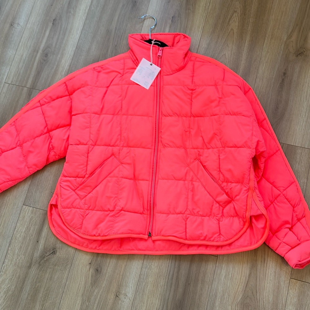 Free People Neon Pink Puffer Jacket
